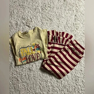 Girls Fall In Love Shirt + Pant Fall Set GUC